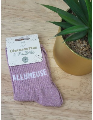 Chaussettes à paillettes "allumeuse" roses