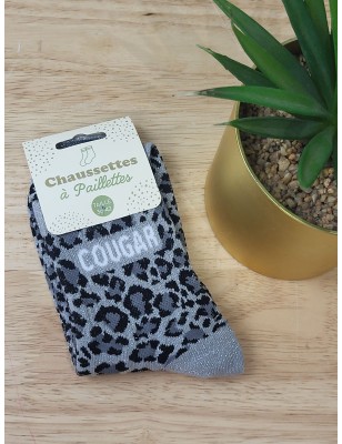 Chaussettes à paillettes "cougar" grises