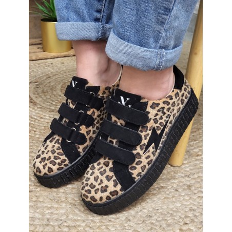 Baskets femme éclair Vanessa Wu Alia leopard