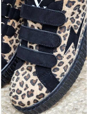 Baskets femme éclair Vanessa Wu Alia leopard