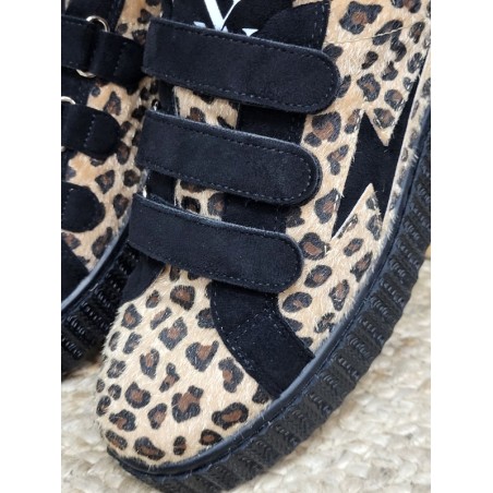 Baskets femme éclair Vanessa Wu Alia leopard