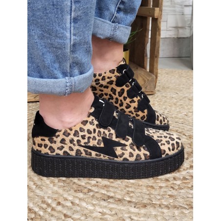 Baskets femme éclair Vanessa Wu Alia leopard