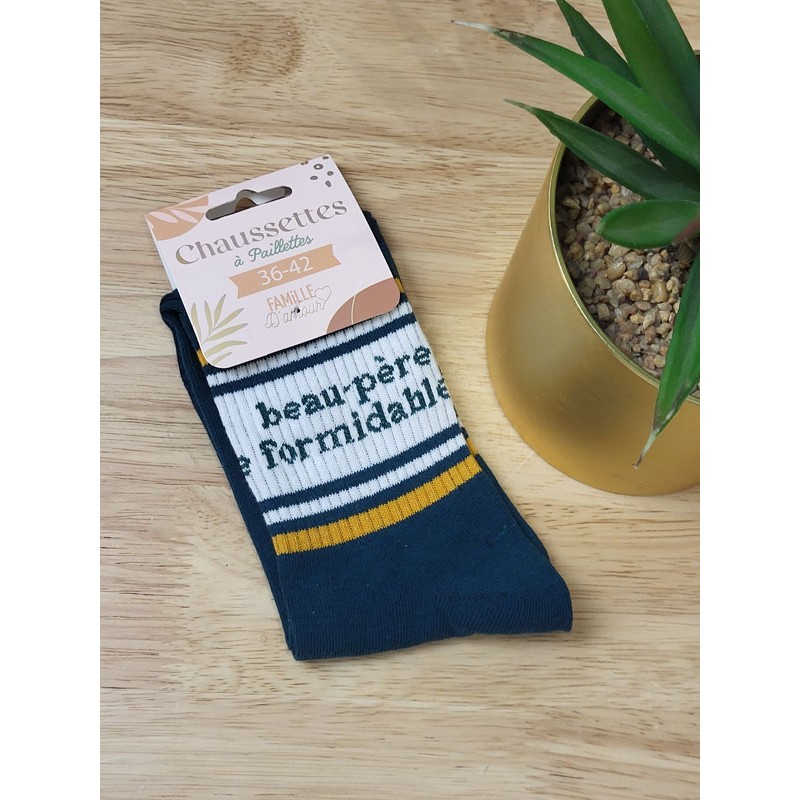 Chaussettes homme "beau père formidable" vertes