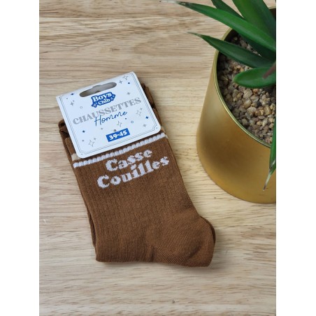 Chaussettes homme "casse couilles" marron