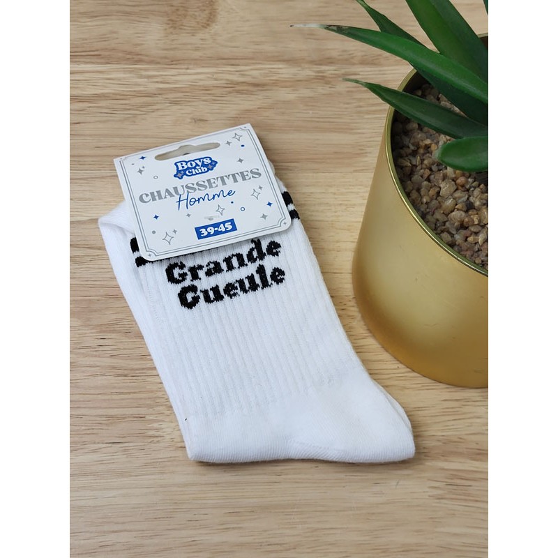 Chaussettes homme "grande gueule" blanches