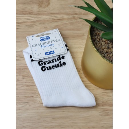 Chaussettes homme "grande gueule" blanches