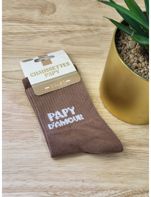 Chaussettes homme "papy d'amour" marron
