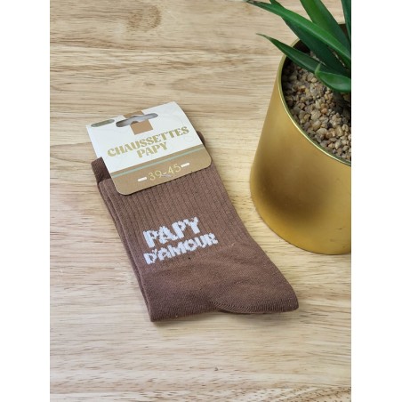 Chaussettes homme "papy d'amour" marron