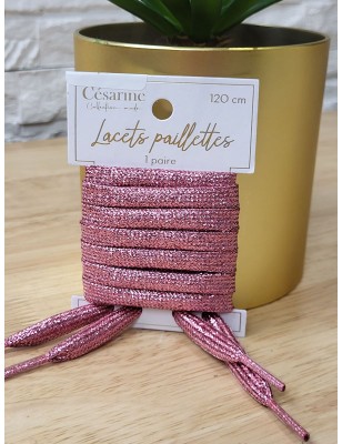 Lacets à paillettes roses