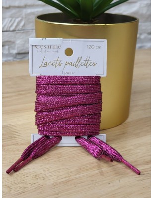 Lacets à paillettes fushia