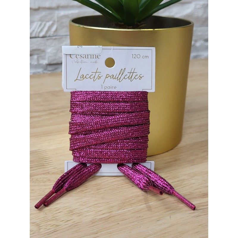 Lacets à paillettes fushia
