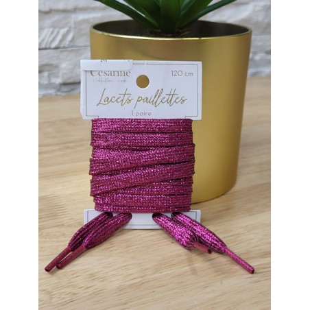 Lacets à paillettes fushia