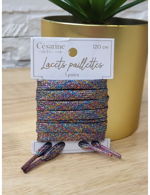Lacets à paillettes multicolores