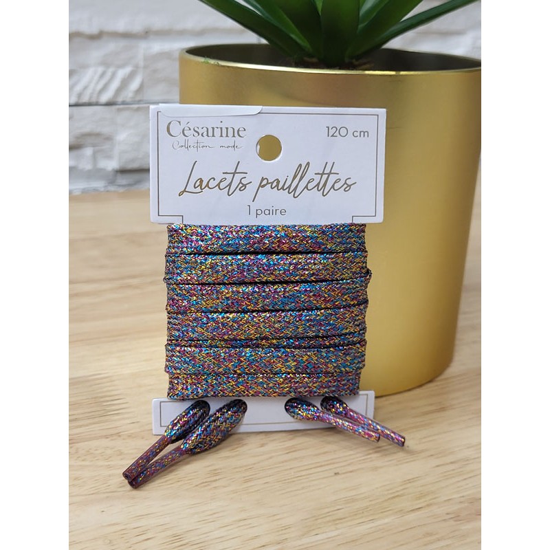 Lacets à paillettes multicolores