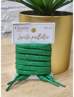 Lacets à paillettes verts