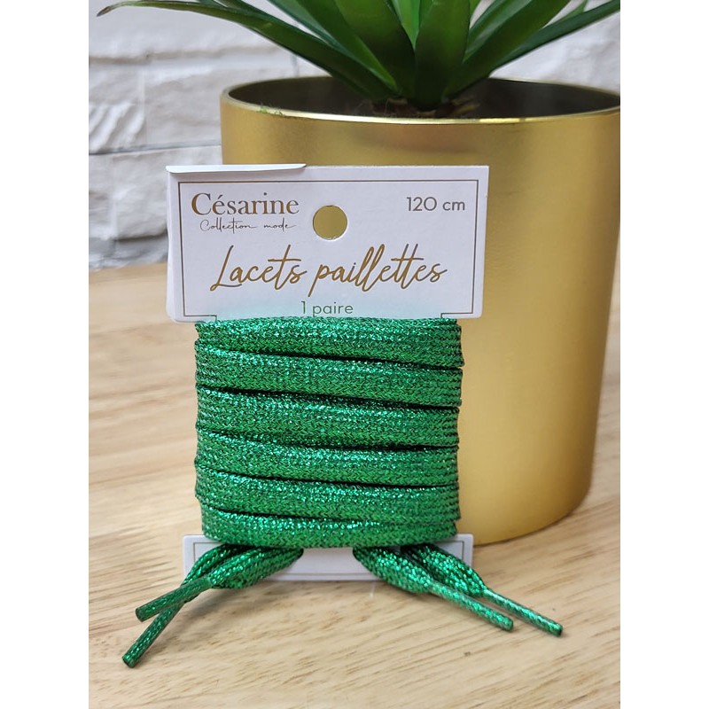 Lacets à paillettes verts