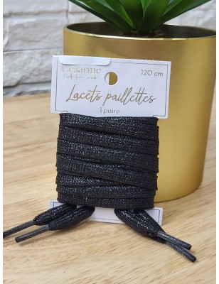 Lacets à paillettes noirs