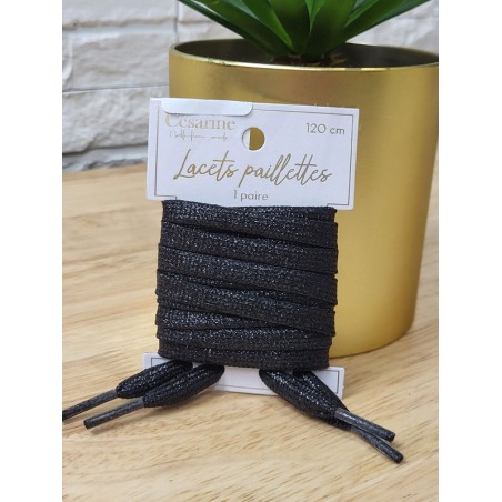 Lacets à paillettes noirs