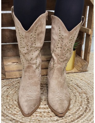 Bottes santiags femme daim Bedina taupe