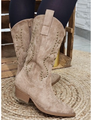 Bottes santiags femme daim Bedina taupe