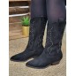 Bottes santiags femme daim Bedina noires