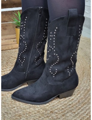 Bottes santiags femme daim Bedina noires