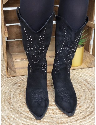 Bottes santiags femme daim Bedina noires