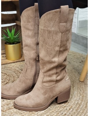 Bottes femme daim Elyana taupe