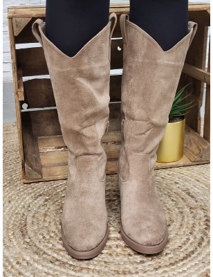 Bottes femme daim Elyana taupe