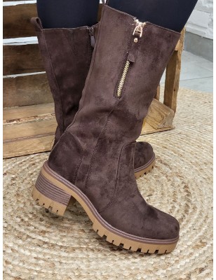 Bottes femme daim Glory marron