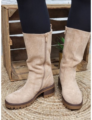 Bottes femme daim Glory beiges