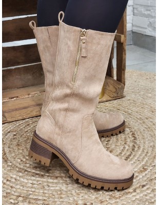 Bottes femme daim Glory beiges