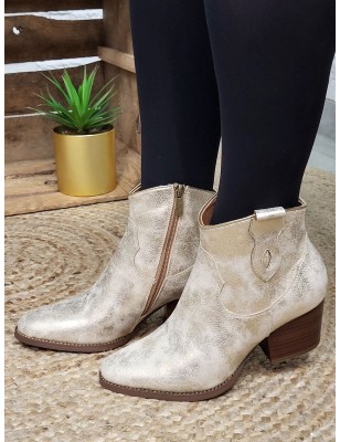 Bottines santiags femme Aura dorées