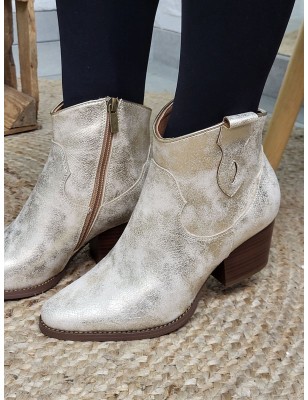 Bottines santiags femme Aura dorées
