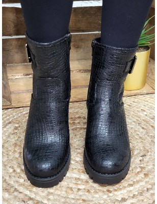 Bottines femme Nellie noires croco