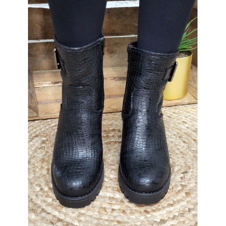 Bottines femme Nellie noires croco
