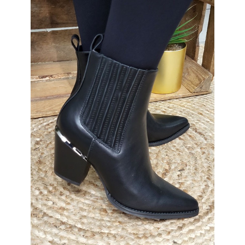 Bottines santiags femme Aura noires