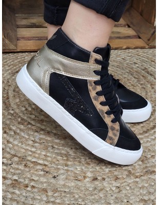 Baskets montantes femme Kaporal Shine noires