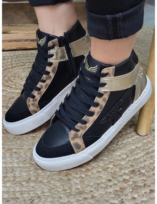 Baskets montantes femme Kaporal Shine noires