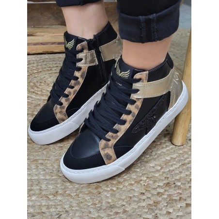 Baskets montantes femme Kaporal Shine noires