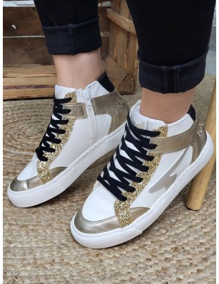 Baskets montantes femme Kaporal Shine blanches