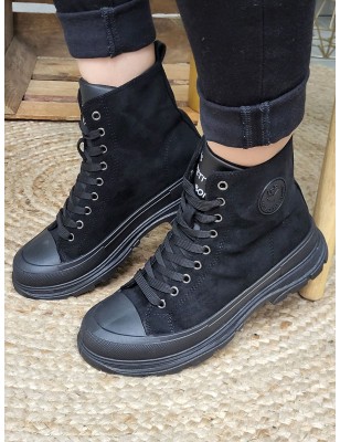 Baskets montantes daim femme LPB Elena noires