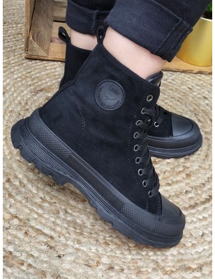 Baskets montantes daim femme LPB Elena noires