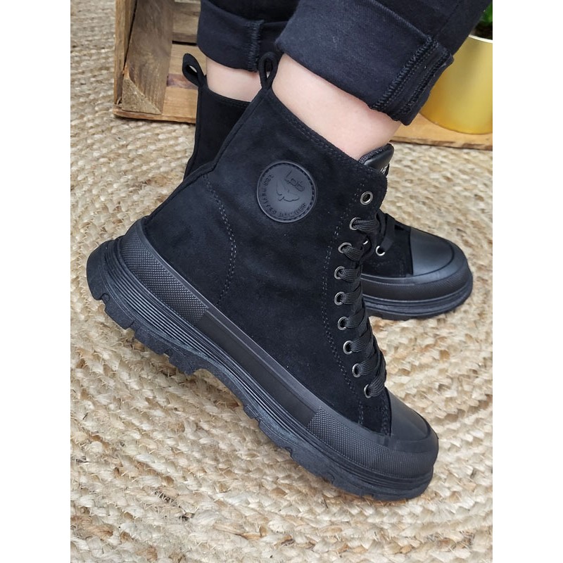 Baskets montantes daim femme LPB Elena noires