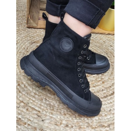 Baskets montantes daim femme LPB Elena noires