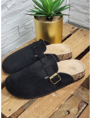 Sabots femme daim basic Maya noirs