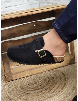 Sabots femme daim basic Maya noirs