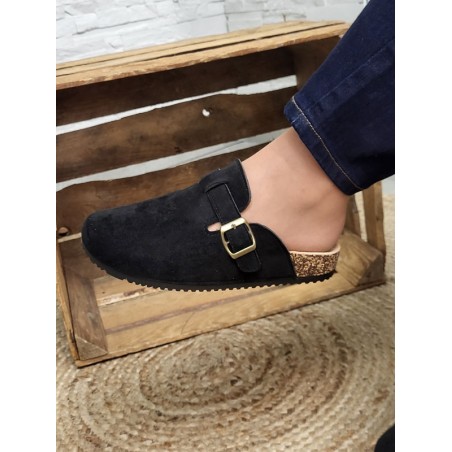 Sabots femme daim basic Maya noirs