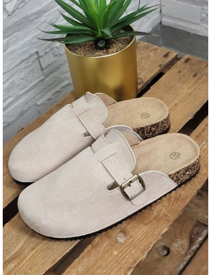 Sabots femme daim basic Maya beiges