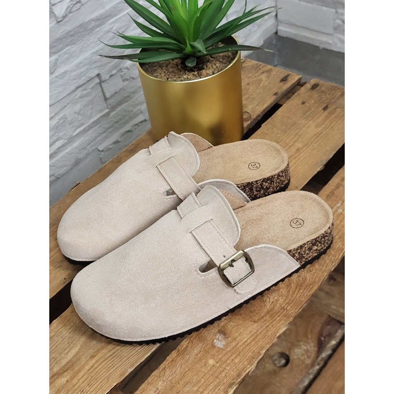 Sabots femme daim basic Maya beiges